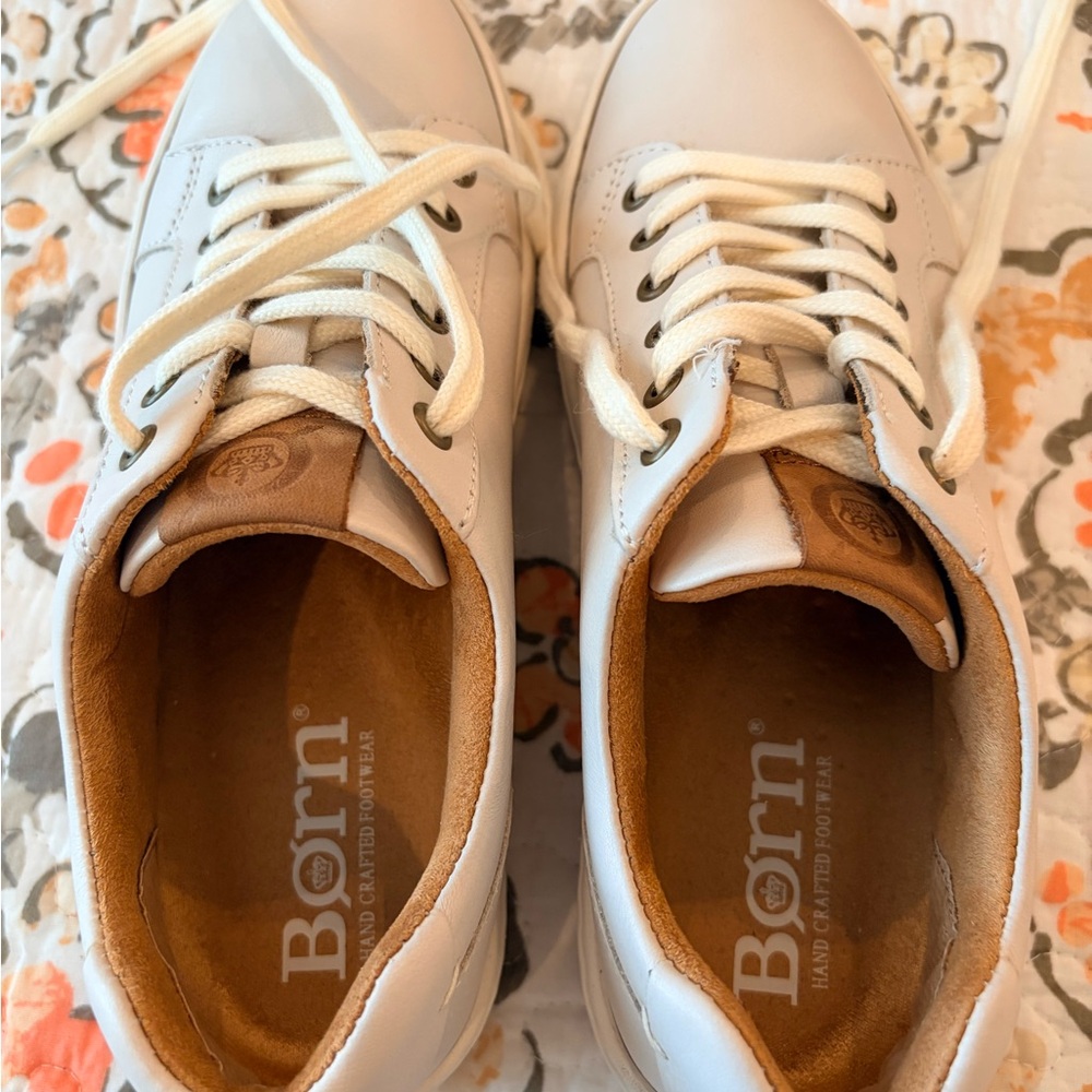 BORN MIRA WHITE ITALIAN FINISHED LEATHER PLATFORM SNEAKERS SIZE 7 - Picture 4 of 11